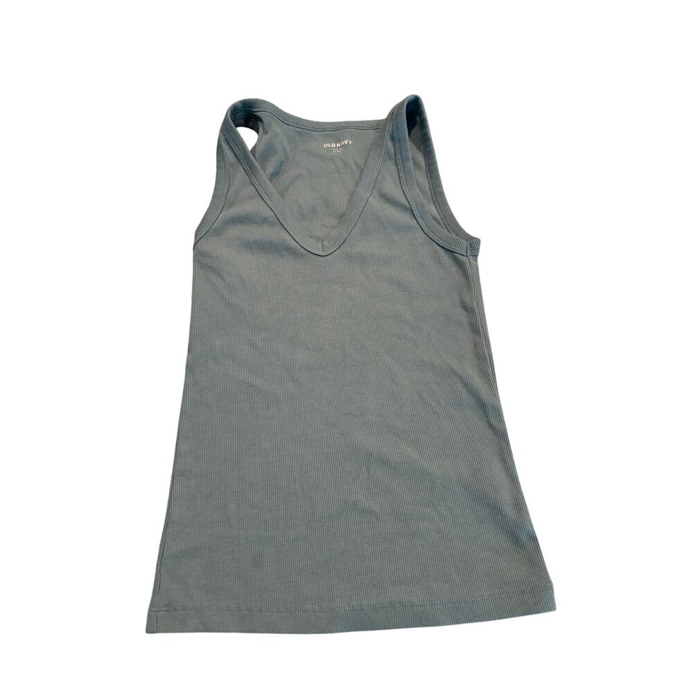 Old Navy Green Ribbed V-Neck Tank Size XS Petite